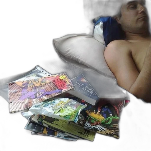 comic book art, photorealistic, man, sleeping transparent PNG cut-out