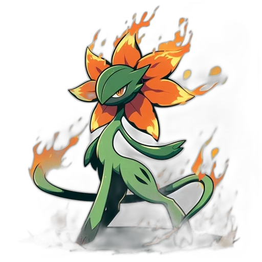 dragon, creature, flower, staff transparent PNG cut-out