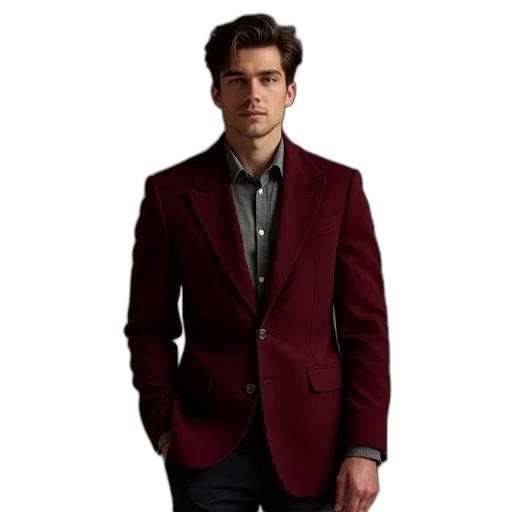 jacket, red, dark, men transparent PNG cut-out