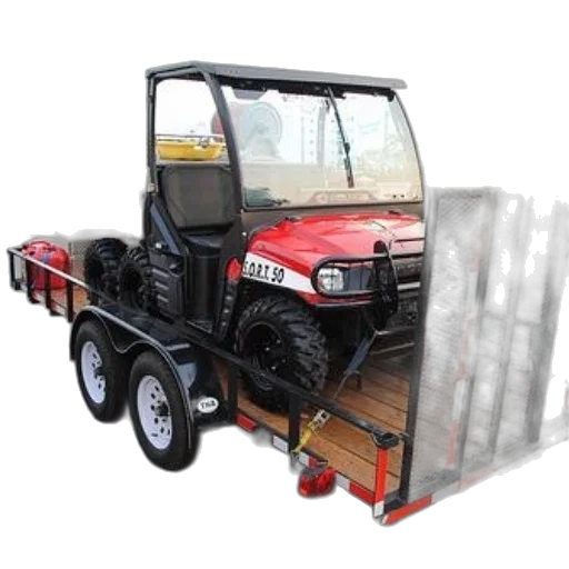 red, utility, vehicle, loaded transparent PNG cut-out