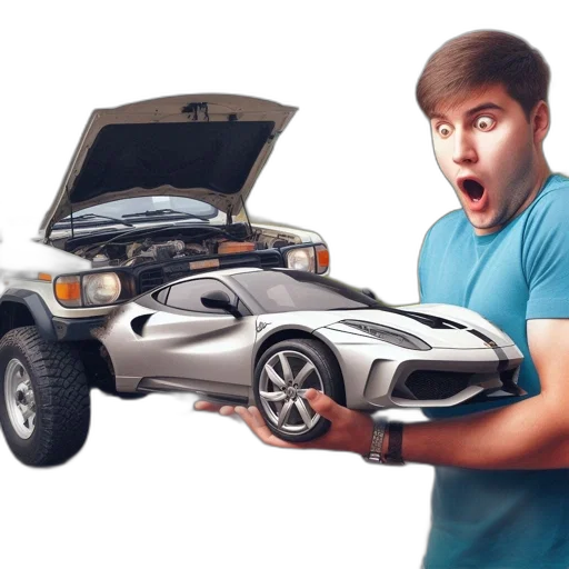 car, weapon, 3d render, photorealistic transparent PNG cut-out
