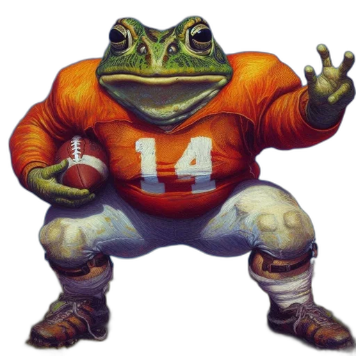 anthropomorphic, frog, wearing, football transparent PNG cut-out