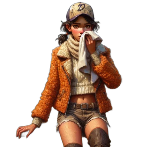 jacket, hat, staff, face transparent PNG cut-out