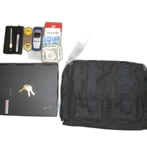 black, laptop, key, bag transparent PNG cut-out