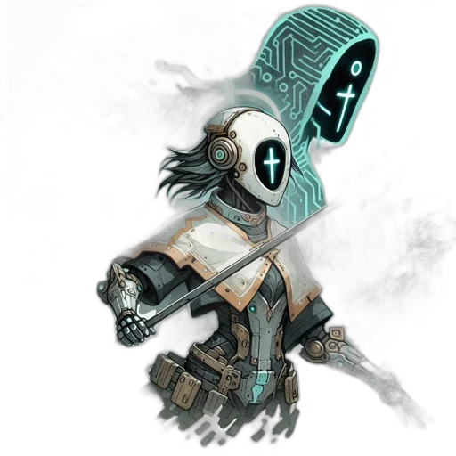 robot, weapon, mask, staff transparent PNG cut-out