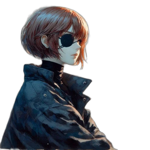 jacket, mask, face, staff transparent PNG cut-out