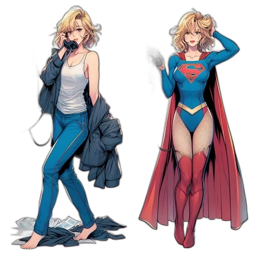 comic book art, concept art, cartoon, two transparent PNG cut-out