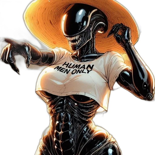 robot, dress, hat, comic book art transparent PNG cut-out