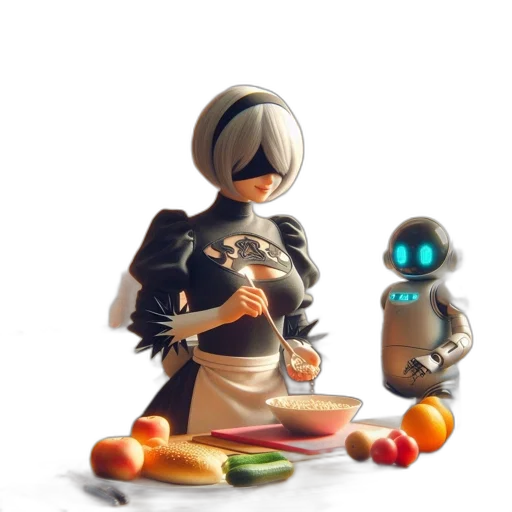 robot, food, concept art, 3d render transparent PNG cut-out