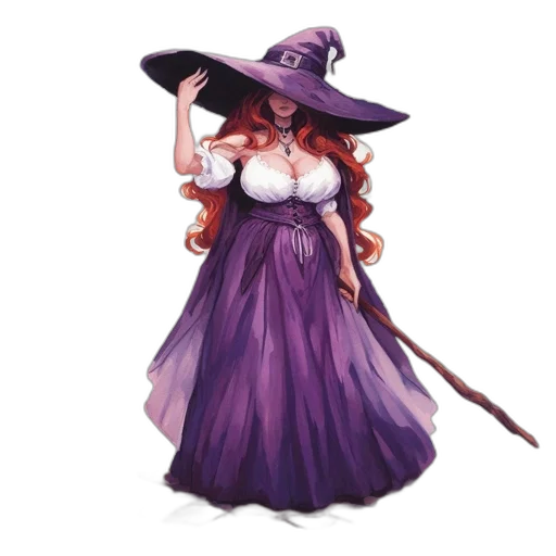 dress, staff, hat, concept art transparent PNG cut-out