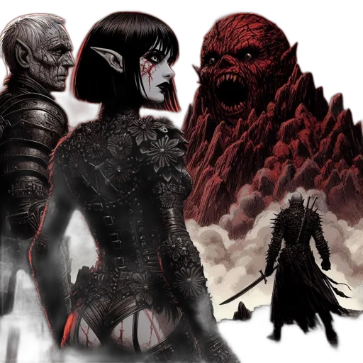 concept art, comic book art, fantasy art, dark transparent PNG cut-out