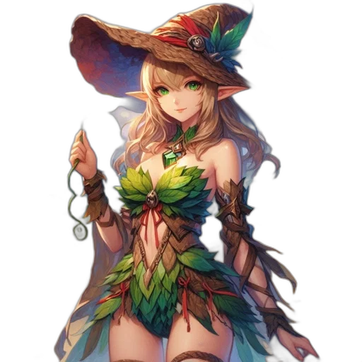 staff, hat, dress, weapon transparent PNG cut-out