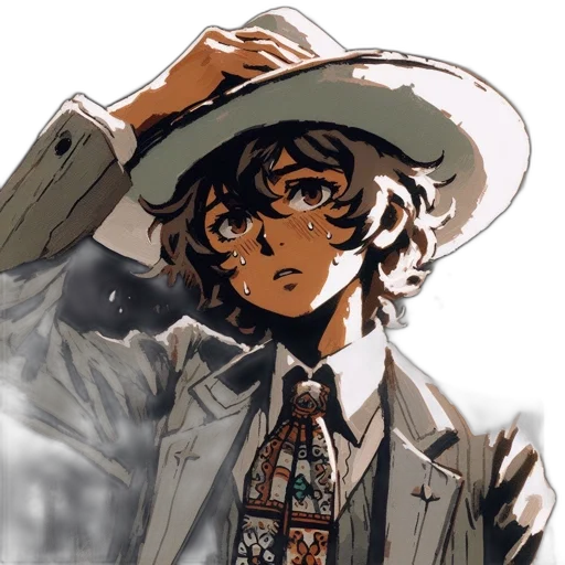 hat, jacket, face, staff transparent PNG cut-out