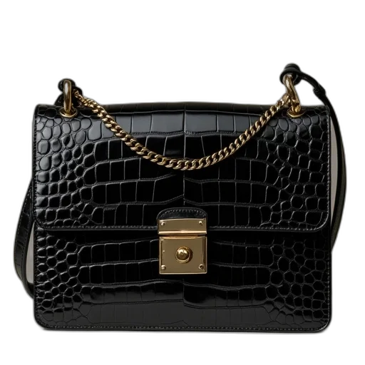 editor, crossbody, black, croco transparent PNG cut-out