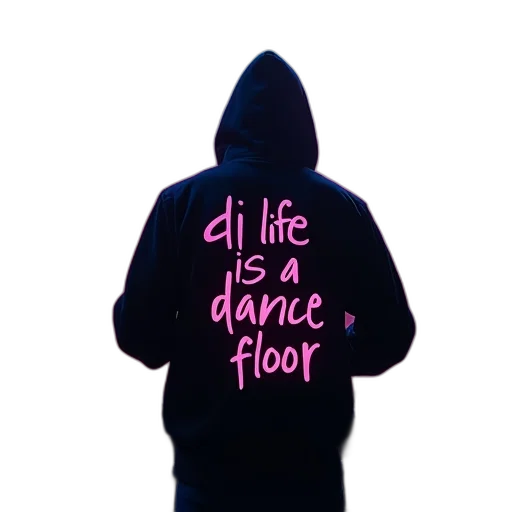 jacket, dress, neon lights, person transparent PNG cut-out