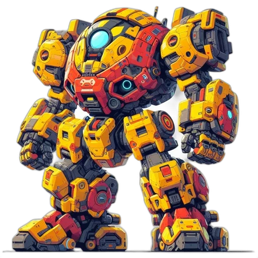 robot, weapon, concept art, pixel art transparent PNG cut-out