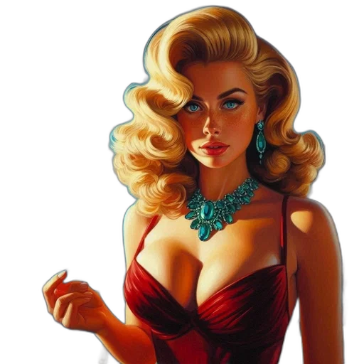 jewelry, dress, comic book art, photorealistic transparent PNG cut-out