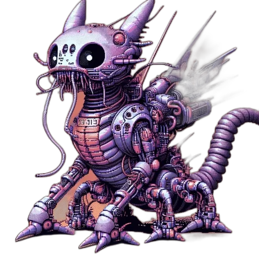 robot, dragon, creature, staff transparent PNG cut-out