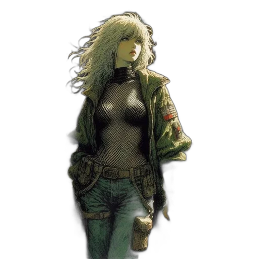 jacket, weapon, concept art, comic book art transparent PNG cut-out
