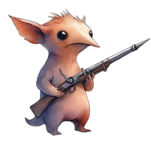 weapon, staff, animal, creature transparent PNG cut-out