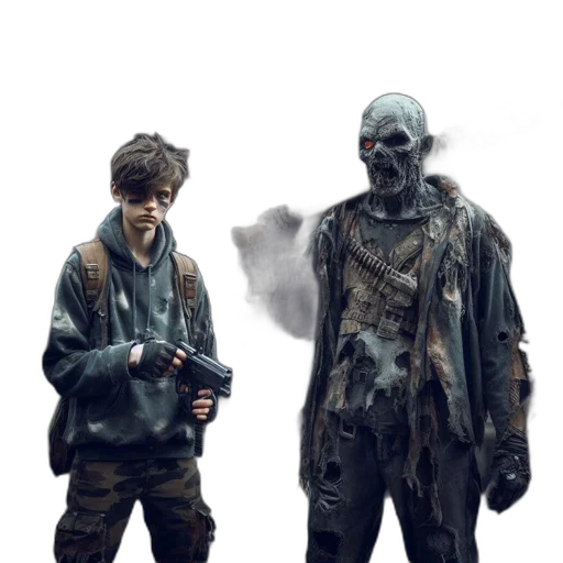 jacket, mask, weapon, concept art transparent PNG cut-out