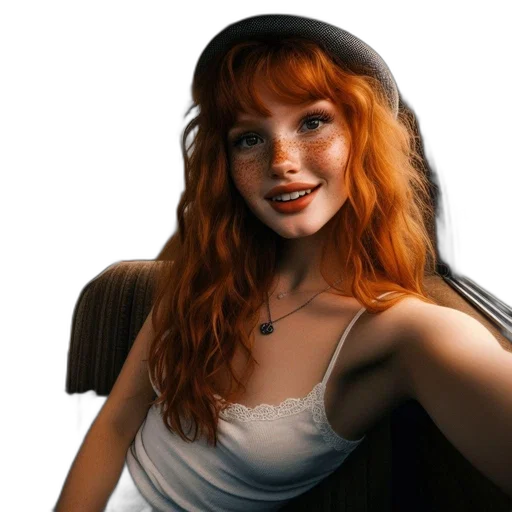 hat, face, jewelry, dress transparent PNG cut-out