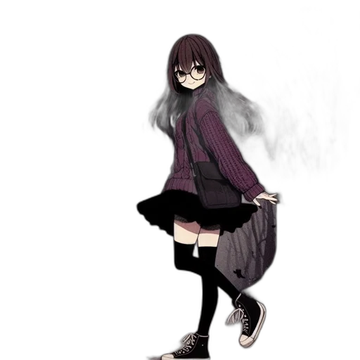 dress, jacket, creature, staff transparent PNG cut-out
