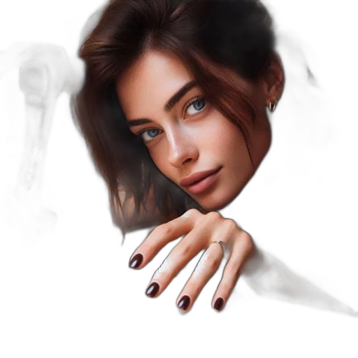 face, jewelry, hair, photorealistic transparent PNG cut-out