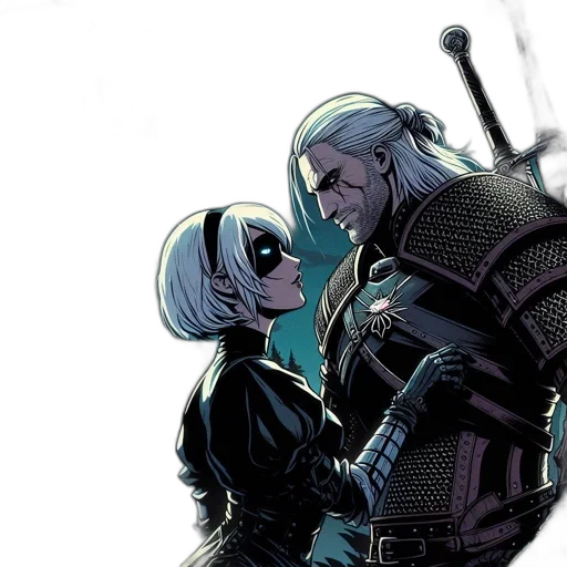 comic book art, concept art, two, mystic transparent PNG cut-out