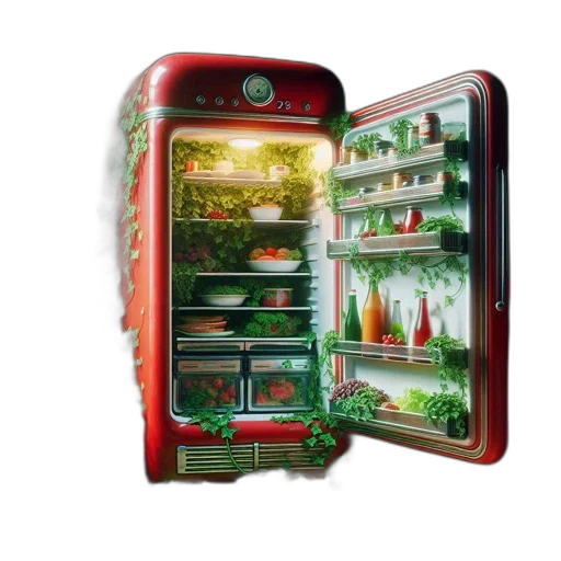 food, robot, photorealistic, vintage-style transparent PNG cut-out