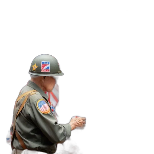 jacket, hat, staff, weapon transparent PNG cut-out