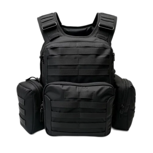 jacket, weapon, black, tactical transparent PNG cut-out