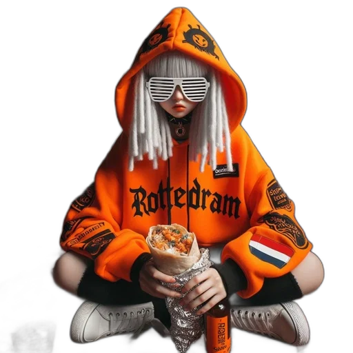 jacket, face, dress, cyberpunk transparent PNG cut-out