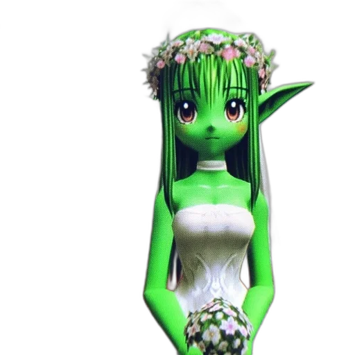dress, flower, creature, staff transparent PNG cut-out