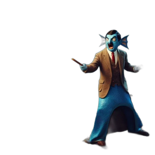 staff, creature, mask, jacket transparent PNG cut-out