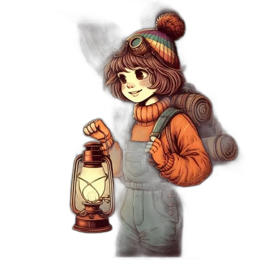 bottle, staff, hat, robot transparent PNG cut-out