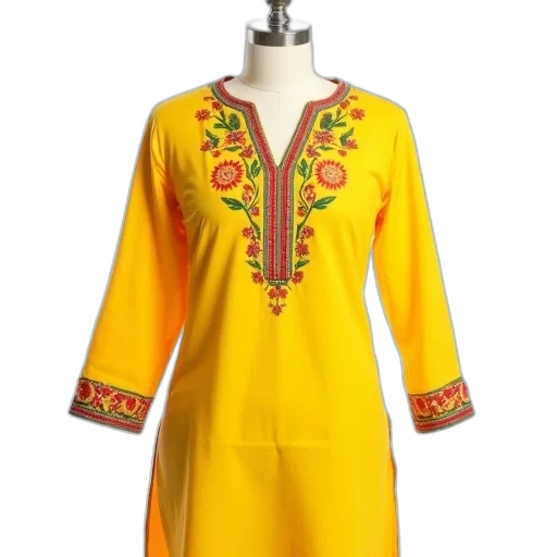 dress, yellow, traditional, indian transparent PNG cut-out