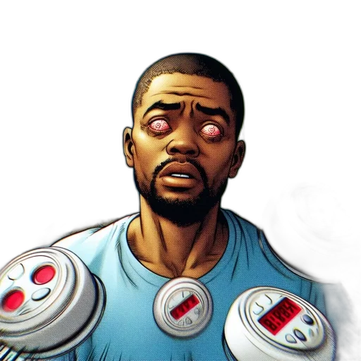 face, robot, comic book art, concept art transparent PNG cut-out