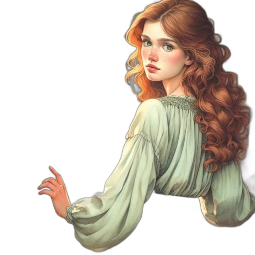 dress, staff, face, jewelry transparent PNG cut-out