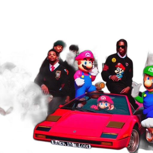 car, concept art, 3d render, vaporwave transparent PNG cut-out