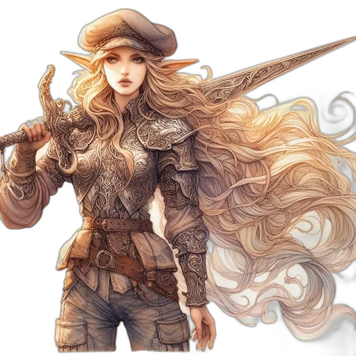 sword, weapon, staff, hair transparent PNG cut-out