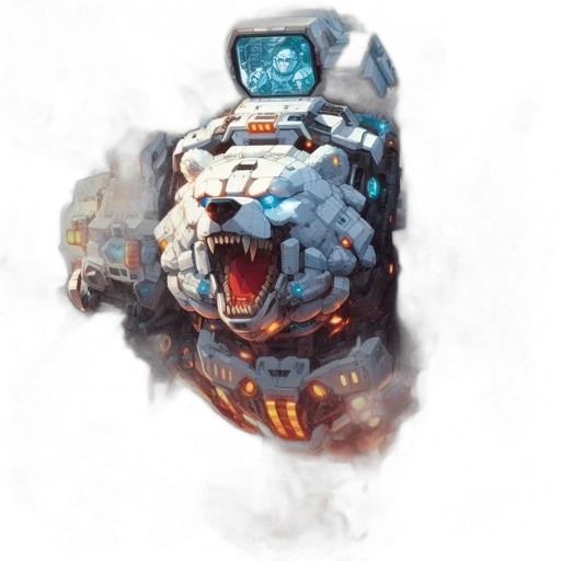 robot, face, creature, weapon transparent PNG cut-out