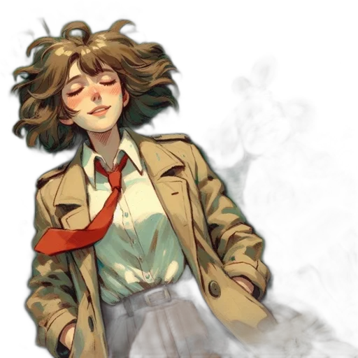jacket, dress, creature, staff transparent PNG cut-out