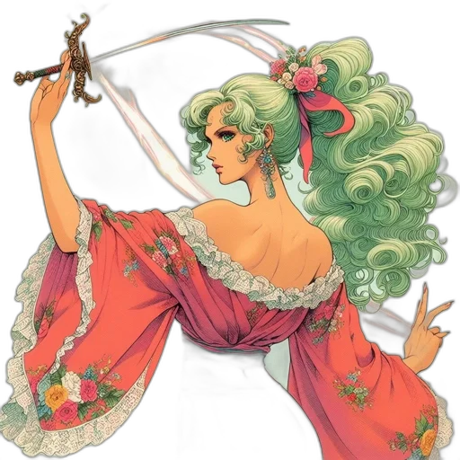 dress, staff, concept art, fantasy art transparent PNG cut-out