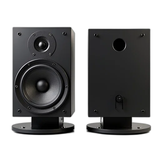 3d render, black, speaker, circular transparent PNG cut-out