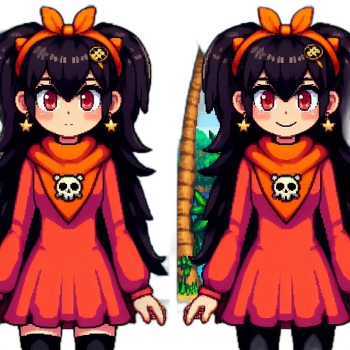 dress, creature, pixel art, anime transparent PNG cut-out