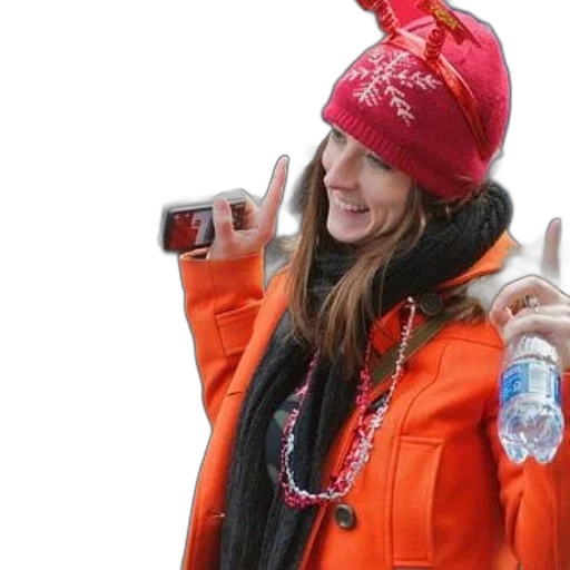 jacket, staff, hat, woman transparent PNG cut-out