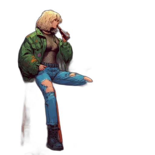jacket, shoes, face, concept art transparent PNG cut-out