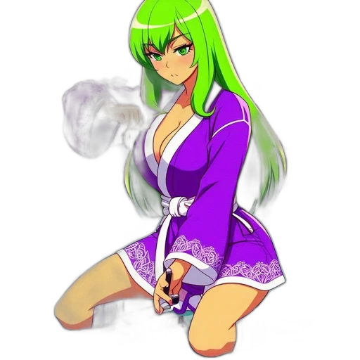 dress, jacket, staff, anime transparent PNG cut-out