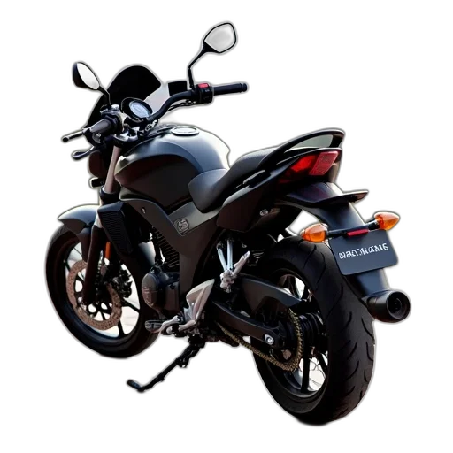 photorealistic, 3d render, black, motorcycle transparent PNG cut-out